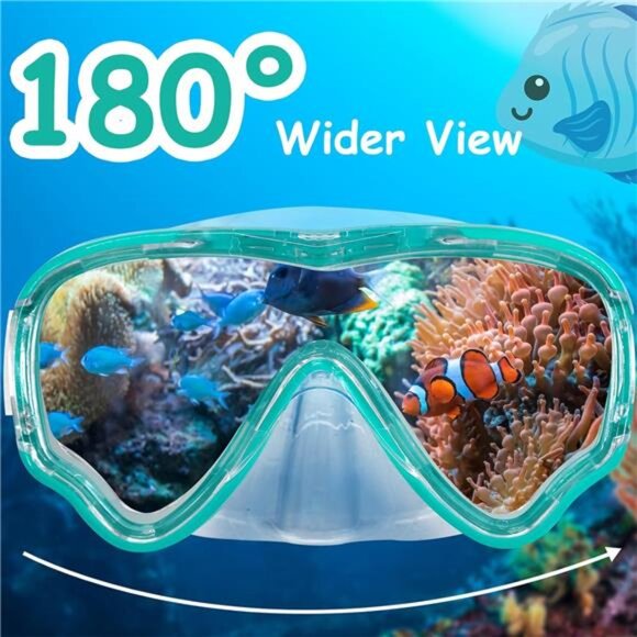 Kids Goggles with Nose Cover, Diving Mask Elastic Fabric Strap Anti Fog for Boys - Picture 4 of 7